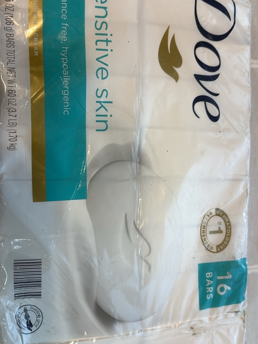 Dove Sensitive Skin Soap Bar 16-Count - White & Teal Packaging